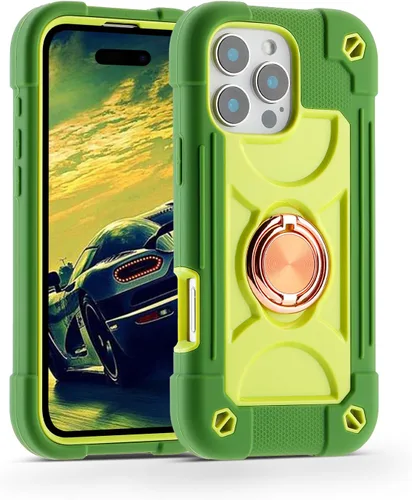 Vista 42 de MARKILL Funda compatible con iPhone 14 Pro de 6.1 pulgadas con soporte de anillo integrado, protección contra caídas de grado militar, carcasa Palta