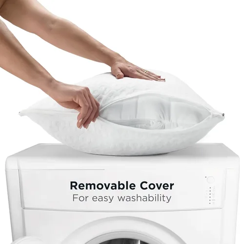 Vista 5 de AllerEase Platinum - Almohada ajustable 2 en 1, barrera contra alérgenos CleanBoost, relleno extra, estándar/Queen, paquete de 2