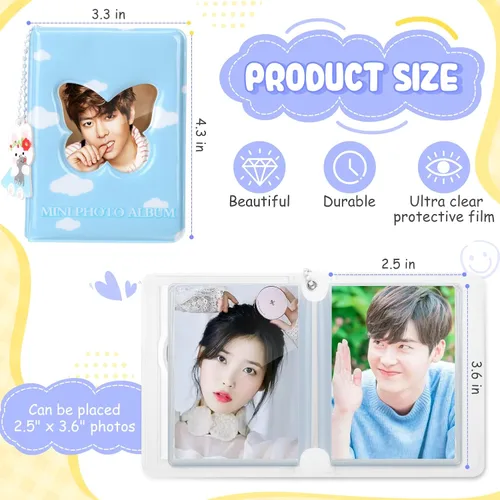 Vista 5 de Carpeta Kpop de 3 pulgadas, mariposa azul, cloruro de polivinilo, 20 bolsillos, 4.33 x 3.15 x 1.18 pulgadas