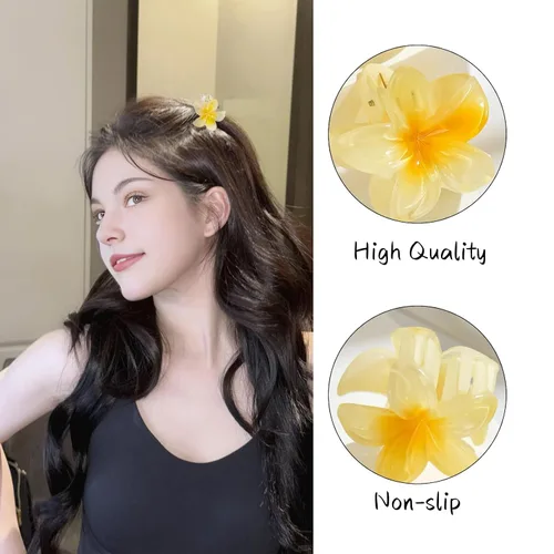 Vista 4 de MHDGG Pinzas para el pelo pequeñas de flores de Plumeria, 12 unidades, pinzas de flores dulces, accesorios decorativos para el cabello para mujeres