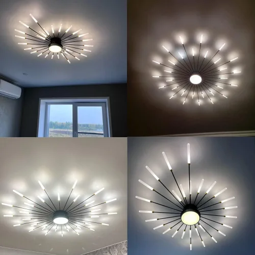 Vista 8 de Lámpara de techo LED regulable de 51 pulgadas, 42 luces de techo empotradas, lámpara de techo negra para dormitorio, sala de estar, lámpara colgante