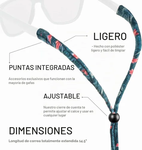 Vista 5 de Chums Original Patterns - Sujetador para lentes de sol y anteojos estampados, unisex Bandera estadounidense