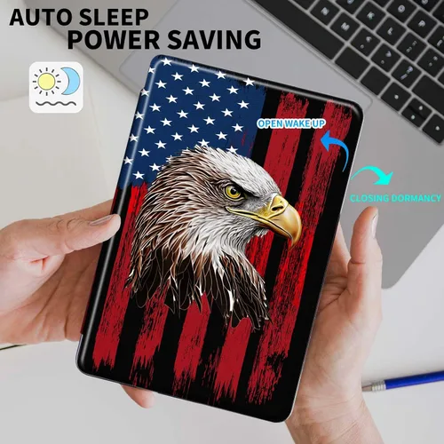 Vista 4 de Rossy Funda para Samsung Galaxy Tab A7 Lite de 8.7 pulgadas 2021 (SM-T220/T225/T227) + protector de pantalla giratorio de 360 grados con soporte