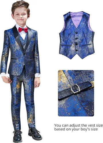 Vista 3 de ELPA ELPA Trajes para niños ajustados para niños, ropa formal para niños pequeños, para portador de anillos de boda, cumpleaños