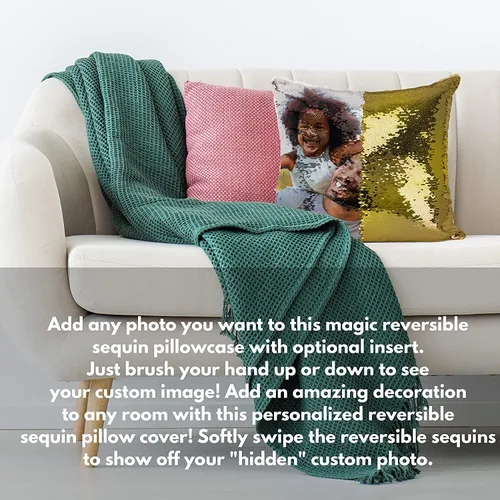 Vista 6 de lingling design Fundas de almohada personalizadas con lentejuelas Funda de almohada reversible personalizada para Navidad, cumpleaños o cualquier