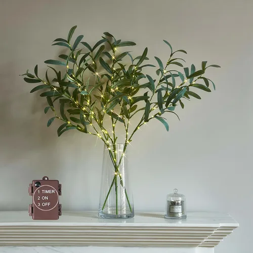 Vista 10 de LITBLOOM - Ramas de sauce marrón iluminadas, de 32 pulgadas, 100 luces LED con temporizador que funcionan con baterías, ramas de árbol con luces