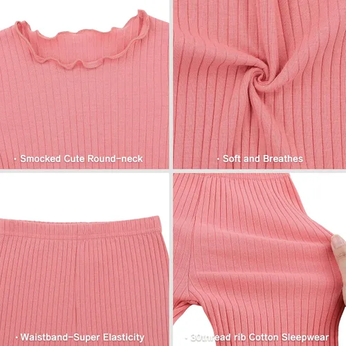 Vista 6 de American Trends Ropa interior térmica para bebés y niñas, conjunto de 2 piezas, ropa de dormir larga Johs para niñas
