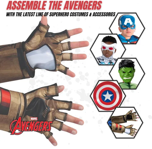 Vista 3 de Jazwares Marvel - Guantes de Capitán América para niños, con licencia oficial del Capitán América, guantes de réplica de poliéster con diseño
