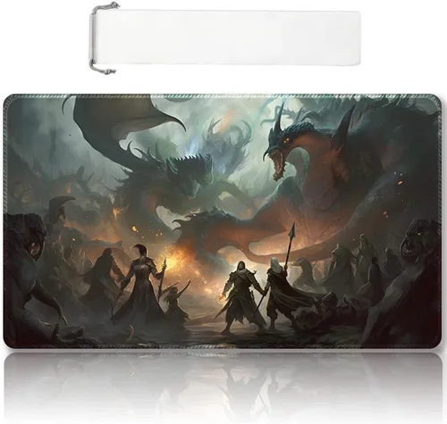 Vista 46 de DAUXID Tapete de Juego MTG Cosido Premium con Zonas y Respaldo de Goma Antideslizante, Tapete de Juego TCG para MTG y Otros Juegos de Cartas, Diseño