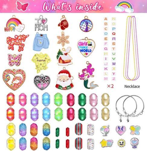 Vista 5 de Girls Charm Bracelet Making Kit - Unicorn Jewelry Supplies Make Set DIY Art Craft Set Creative Charm Bracelets Kits Birthday Gifts for Kids Age 6 7