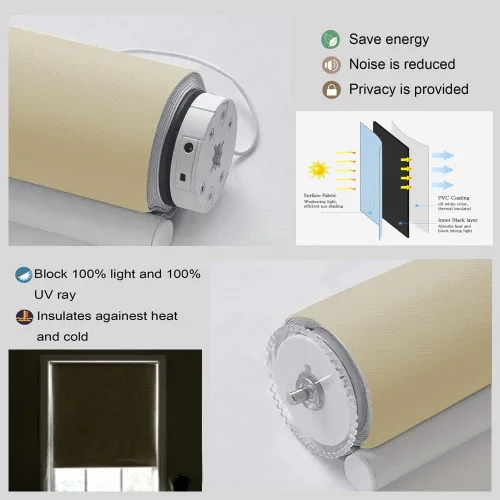 Vista 5 de Persianas enrollables motorizadas opacas con cenefa, control remoto, inalámbricas y recargables, con cenefa superior, protección UV, persianas