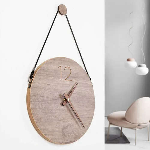 Vista 3 de Reloj de pared para dormitorio, reloj de pared de madera, funciona con pilas, redondo de 12 pulgadas, fácil de leer, decoración de pared, decoración