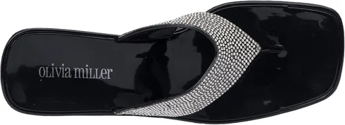 Vista 6 de Olivia Miller Zapatos de moda para mujer, diseño de gelatina de PVC con diamantes de imitación adornados con purpurina y puntera abierta, sandalias