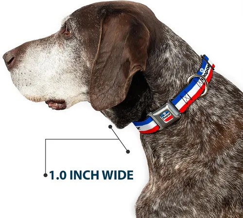 Vista 6 de Collar de perro hebilla de cinturón de seguridad Mopar Logo Stripe Azul Blanco Rojo 9.5 a 13 pulgadas 1.0 pulgadas de ancho