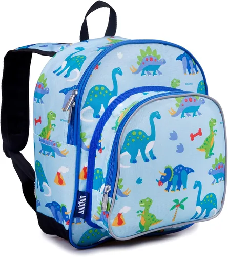 Vista 2 de Wildkin Paquete de mochila de 12 pulgadas con tapete de microfibra para siesta (tierra de dinosaurios)