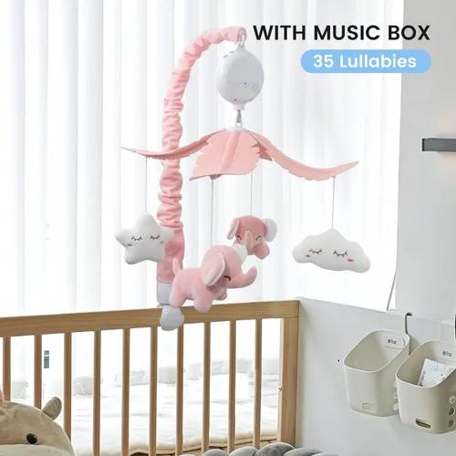 Vista 2 de FEISIKE Móvil de cuna para niñas y bebés con 3 modos de caja de música digital