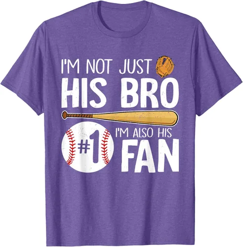 Vista 10 de Camiseta Baseball Brother I'm Not Just His Bro I'm His Number One Fan, Negro