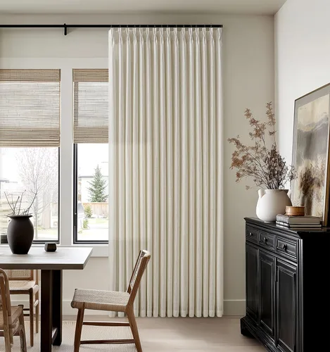Vista 9 de TWODRAPES Cortinas de Lino Plisadas con Pinza Beige Blancas de 54 Pulgadas de Largo 2 Paneles para Comedor Cocina Dormitorio Plisadas Semi