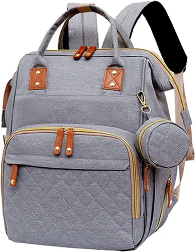 Vista 8 de Mochila de pañales para bebé con cambiadores Cama impermeable de viaje 3 en 1 Cuna plegable unisex, Negro -, Classic