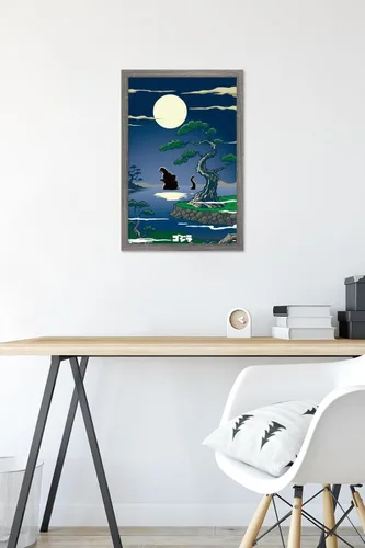 Vista 6 de Trends International Godzilla - Póster de pared de lago, 22.4 pulgadas de largo x 14.7 pulgadas, versión enmarcada en madera de granero