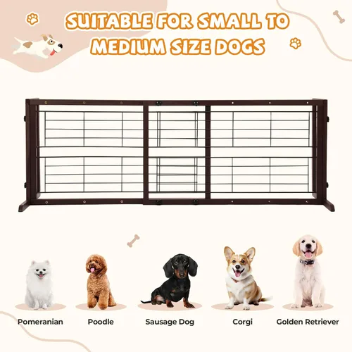 Vista 2 de COZIWOW Puerta para perros de 38 a 67 pulgadas, puerta independiente para mascotas, extra ancha, valla de madera para cachorros, puertas