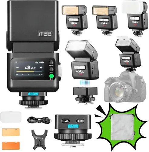 Vista 10 de GODOX iT32 TTL Flash de cámara para Canon con disparador de flash inalámbrico X5C, compatible con 5D Mark IV,5D Mark III,5D Mark II,6D Mark