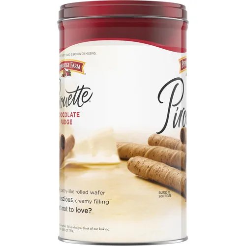 Vista 6 de Pepperidge Farm Pirouette Galletas, Obleas rellenas con créme de chocolate y turrón, 13.5 onzas en lata