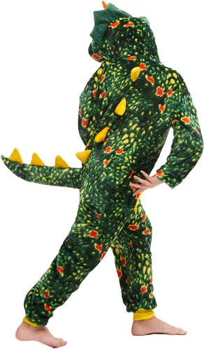Vista 4 de Pijama de una pieza para adultos, disfraz de dinosaurio, para mujer