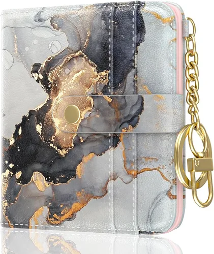 Vista 22 de Aiawoxc billetera para mujer, billeteras pequeñas RFID para mujer, cartera delgada y compacta para tarjetas de crédito, linda cartera de cuero