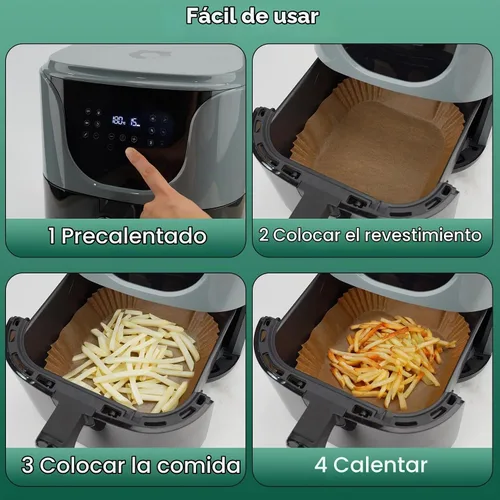 Vista 6 de 125 forros cuadrados para freidora de aire de 4.7 pulgadas desechables