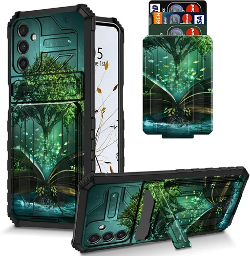 Vista 75 de Funda para Galaxy S21 FE 5G 2022 con soporte, funda de doble capa de policarbonato duro de TPU suave, estampado de vaca, estampado animal
