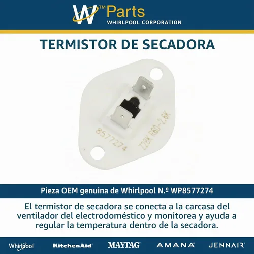Vista 7 de Whirlpool WP8577274 Pieza de repuesto de termistor de secadora OEM genuina - Reemplaza 3406294, 3390292, 3976615 y más
