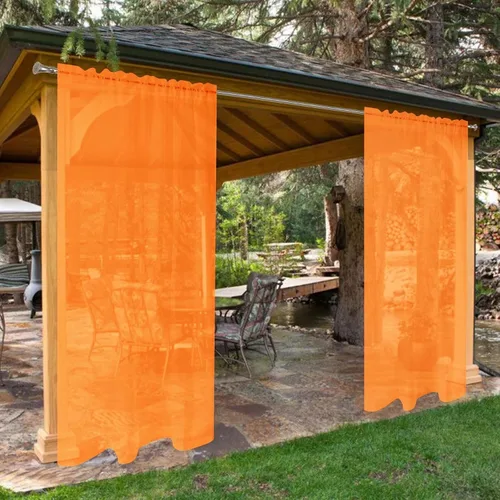 Vista 14 de SpaceDresser - Cortinas transparentes impermeables para exterior para patio - 2 paneles con bolsillo para barra, cortinas de gasa transparentes