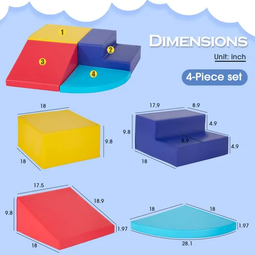 Vista 2 de PayLessHere Juguetes de escalada para niños pequeños de 1 a 3 años, juego de bloques de espuma coloridos de 4 piezas, juguetes