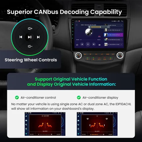 Vista 8 de XTRONS Estéreo de coche Android 14 de 10.1 "para Honda Accord 7th 2003-2007