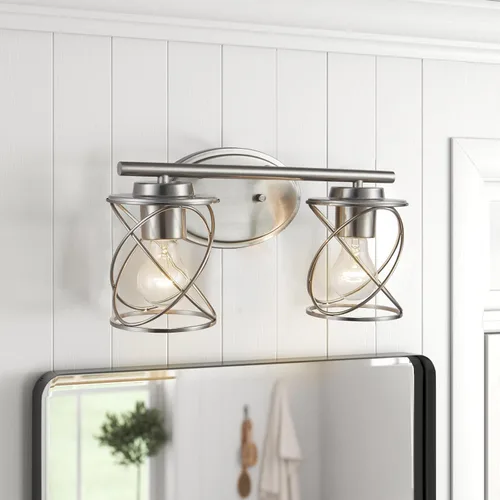 Vista 14 de mavcadonf Luces de Tocador de Baño de 2 Luces, Lámparas de Baño sobre el Espejo, Luz de Tocador Dorado Cepillado, Luces de Pared de Estilo Rústico