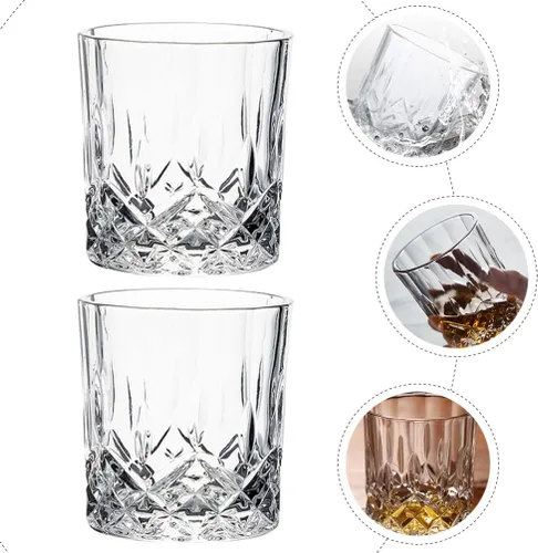 Vista 5 de UPKOCH Juego de vasos de whisky de cristal: 4 vasos de whisky vintage, vasos de whisky, vasos de cristal, copas de cóctel para bar