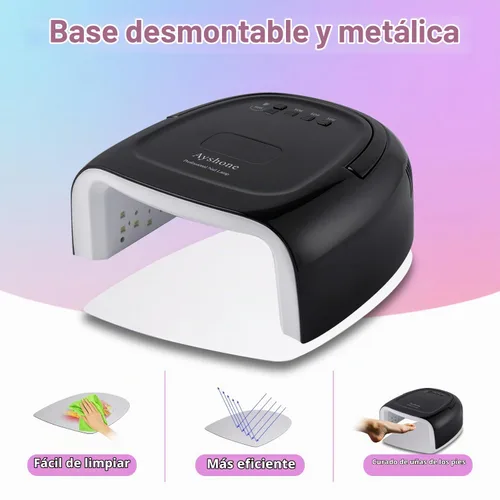 Vista 3 de Lámpara de uñas de gel LED recargable, 60W inalámbrico UV Led luz de uñas con mango de elevación Sensor táctil pantalla LCD (negro)
