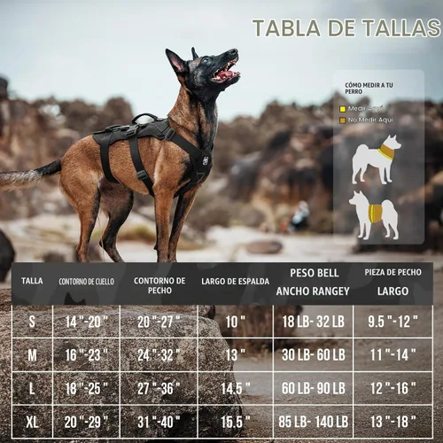 Vista 2 de OneTigris Arnés para perro a prueba de escape, arnés para perro sin tirones con asas, arnés táctico multiusos para perros grandes, uso diario Negro