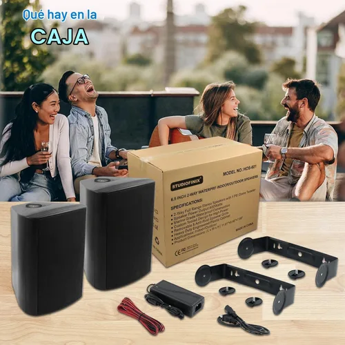 Vista 9 de STUDIOFINIX Altavoces Bluetooth de 6.5 pulgadas para interiores y exteriores, impermeables, con cable, para montaje en pared, altavoces activos