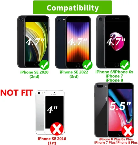 Vista 5 de KRHGEIK Funda tipo cartera para iPhone SE 2020/SE 2022/iPhone 8/iPhone 7, diseño de mariposa en relieve, de piel sintética, con ranuras para Negro