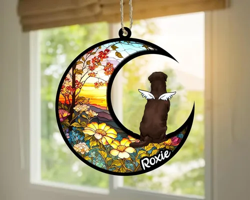 Vista 285 de LOVELYPOD Adorno de Navidad personalizado para perro Basset Hound (marrón) Basset Hound (marrón) adorno para atrapasoles de perro, razas de perros