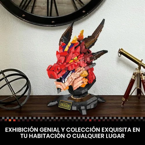 Vista 6 de JMBricklayer Juego de dragón para adultos 70105, diseño de animales geniales, cabeza de dragón, juguetes de bloques de construcción, colección