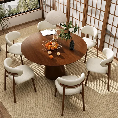 Vista 2 de Juego de 2 sillas de comedor para cocina, tapizadas, modernas, de cuero, original/beige