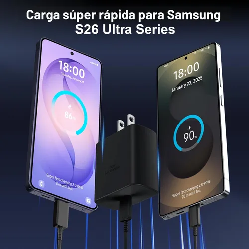 Vista 5 de Cargador USB C súper rápido de 45 W, cargador tipo C, bloque de carga rápida para teléfono Android con cable de carga tipo C de 3 pies para Samsung