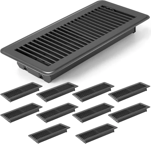 Vista 10 de Retisee 4 cubiertas de ventilación de registro de piso de 4 x 12 pulgadas, rejillas de ventilación de piso de acero resistente con flujo de aire