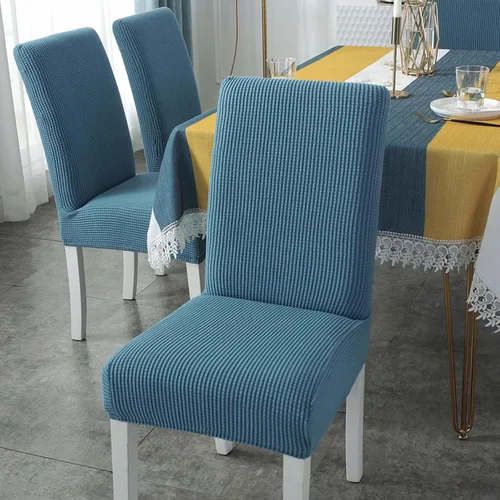 Vista 11 de Mantel rectangular de algodón y lino a prueba de polvo, lavable, resistente a las arrugas, juego de funda de silla elástica para la cocina, comedor