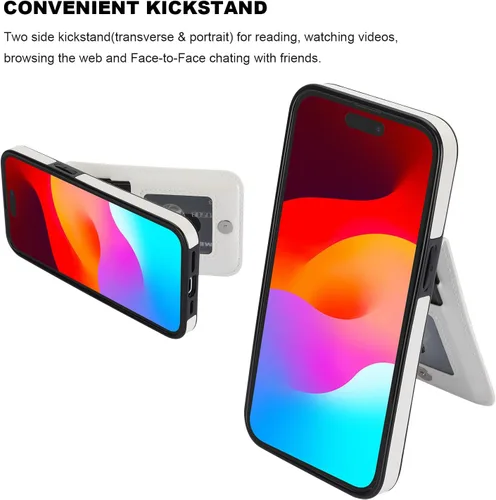 Vista 5 de KIHUWEY - Funda tipo cartera compatible con iPhone 15 con soporte para tarjetas de crédito, cierre magnético, soporte de cuero premium, cubierta