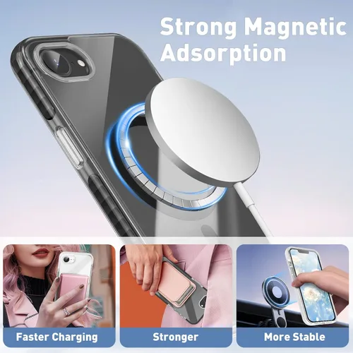 Vista 3 de MILPROX Funda de cristal transparente compatible con iPhone 16E/17E de 6.1 pulgadas, a prueba de golpes, resistente a los golpes, diseño Negro