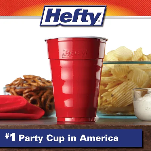 Vista 3 de Vasos de Plástico Desechables Hefty Party On, Rojos, 18 Onzas, 30